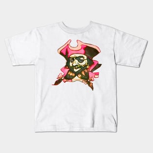 Pink pirate with bow in beard Kids T-Shirt